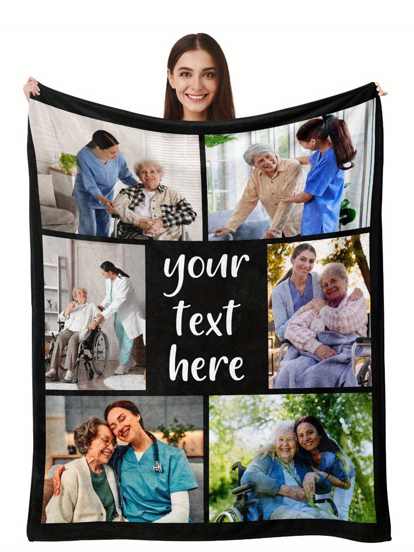 Custom Photo Blanket - Personalized flannel blanket featuring your photos and text, a unique birthday or anniversary gift